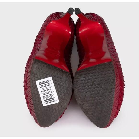 Christian Louboutin Red Python Peep-Toe Heels - Size 40 - Picture 5 of 5